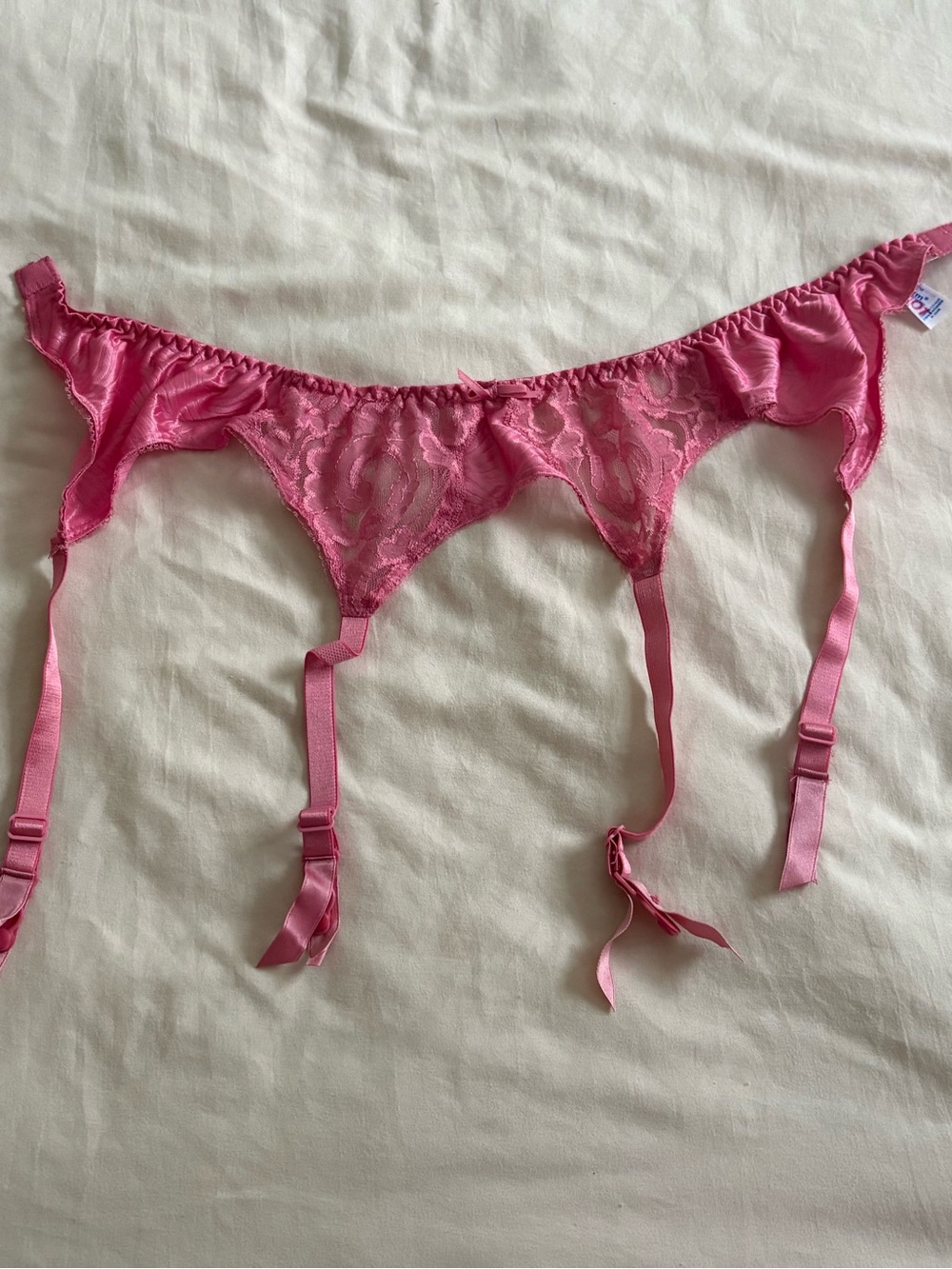 Vtg maidenform interlude pink lace garter belt boudoir pinup coquette girl Med